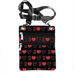 Disney Crossbody I Love Mickey Canvas Heart Passport Bag Disneyland